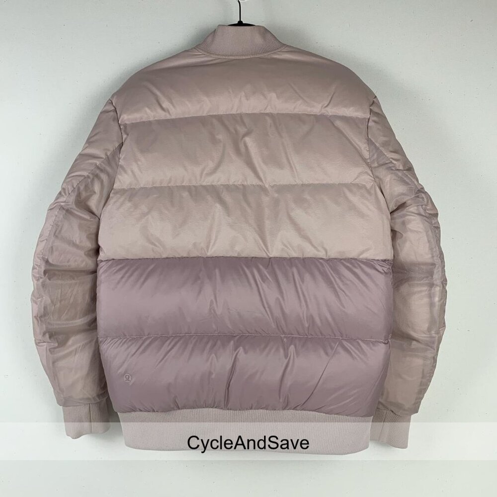 Lululemon Roam Far Reversible Wool Bomber Puffer Jacket - Porcelain Pink, Size 6 - Picture 3 of 8